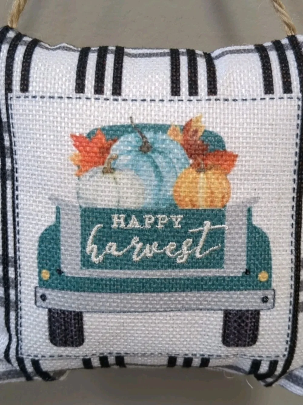 Happy Harvest Truck Pillow Ornament Fall Autumn